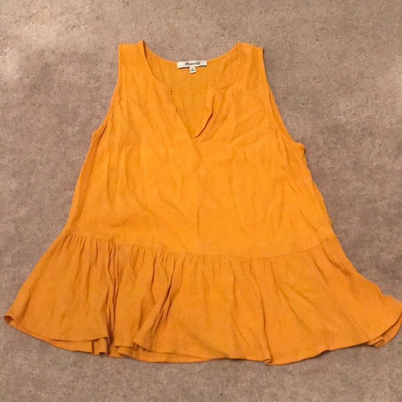 Golden yellow sleeveless peplum top - Picture 1 of 3